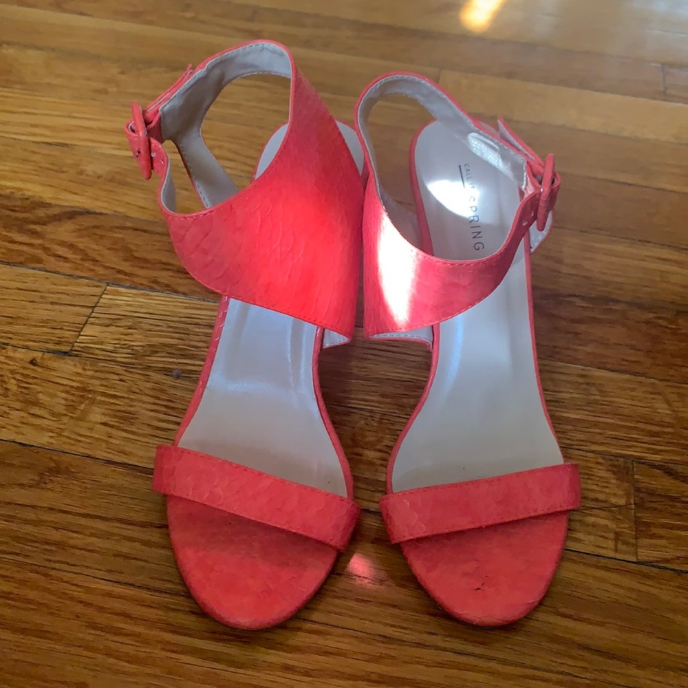 Call It Spring Coral Snakeskin Mid Heel